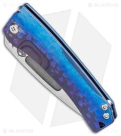 Medford Custom Slim Midi Marauder Knife Sculpted Blue Ti (3.625" Satin) -Elite Folds Medford Slim Midi Marauder FL Blue Ti Custom Satin MK201SST 02AN BLU CUS BHQ 92421 jr spine