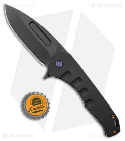 Medford Praetorian Swift FL Drop Point Flipper Frame Lock Knife (3.3" PVD) FLM -Elite Folds Medford Swift FL Flipper Black Flamed HW DP PVD BHQ 176010 jr bottlecap