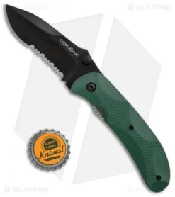 Ontario Joe Pardue Utilitac Liner Lock Knife Green Zytel (3.1" Black Serr) -Elite Folds Ontario Joe Pardue Utilitac LL Green Zytel Black Serr 8788 BHQ 67849 jr bottlecap