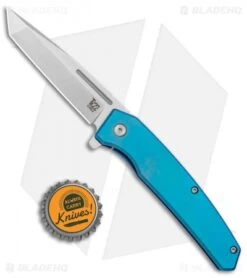 Ontario Knife Company Ti 22 Ultrablue Frame Lock Knife Blue Ti (3.25" Satin) -Elite Folds Ontario Knife Company Ti 22 Ultrablue FL Blue Ti Satin BHQ 123670 jr bottlecap 2