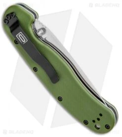 Ontario RAT Model 1 Liner Lock Knife OD Green (3.625" Satin) 8848GTC -Elite Folds Ontario RAT 1 Foliage Green Clamp Pack ON8848FGTC BHQ 105337 jr side