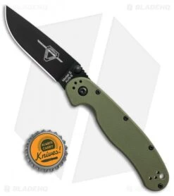 Ontario RAT Model 2 Liner Lock Knife OD Green Nylon (3" Black AUS-8) 8861OD -Elite Folds Ontario RAT 2 OD Green black BHQ 59354 er bottlecap jr