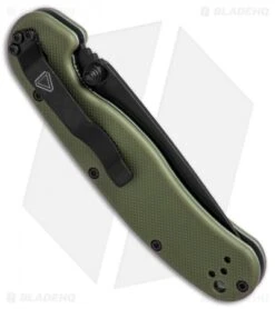 Ontario RAT Model 2 Liner Lock Knife OD Green Nylon (3" Black AUS-8) 8861OD -Elite Folds Ontario RAT 2 OD Green black BHQ 59354 er side