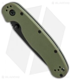 Ontario RAT Model 2 Liner Lock Knife OD Green Nylon (3" Black AUS-8) 8861OD -Elite Folds Ontario RAT 2 OD Green black BHQ 59354 er spine
