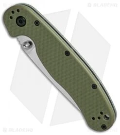 Ontario RAT Model 2 Liner Lock Knife OD Green Nylon (3" Satin AUS-8) 8860OD -Elite Folds Ontario RAT 2 OD green satin BHQ 59352 er spine