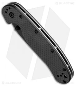 Ontario RAT Model 1 Liner Lock Knife G-10/Carbon Fiber (3.7" D2 Black Serr) -Elite Folds Ontario RAT I G 10 Carbon Fiber Black Serr ON8885CF BHQ 49929 jr spine