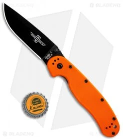 Ontario RAT Model 1 Liner Lock Knife Orange (3.6" Black AUS-8) O8846OR -Elite Folds Ontario RAT I LL BHQ 114118 jr bottlecap