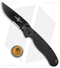 Ontario RAT Model 1 Liner Lock Knife Black (3.625" Black Serr) 8847BS -Elite Folds Ontario RAT Model 1 LL Black black Serr 8847BS BHQ 5273 jr bottlecap