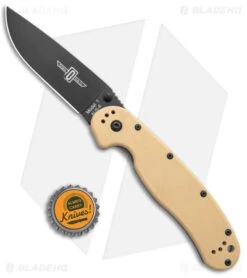 Ontario RAT Model 1 Liner Lock Knife Desert Tan (3.625" Black) 8846DT -Elite Folds Ontario RAT Model 1 LL Desert Tan Black 8846DT BHQ 9355 jr bottlecap