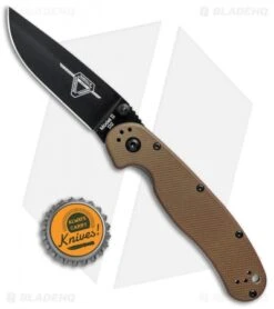 Ontario RAT Model 2 Liner Lock Knife Coyote Brown Nylon (3" Black D2) 8830CB -Elite Folds Ontario RAT Model 2 LL Coyote Brown Black D2 ON8830CB BHQ 79701 jr bottlecap