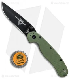 Ontario RAT Model 2 Liner Lock Knife OD Green Nylon (3" Black D2) 8830OD -Elite Folds Ontario RAT Model 2 LL OD Green Black D2 ON8830OD BHQ 79703 jr bottlecap