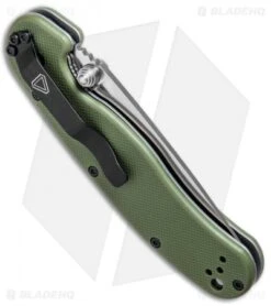 Ontario RAT Model 2 Liner Lock Knife OD Green Nylon (3" Satin D2) 8828OD -Elite Folds Ontario RAT Model 2 LL OD Green Satin D2 ON8828OD BHQ 79699 jr side