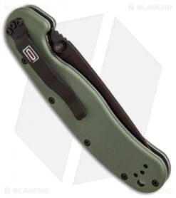 Ontario RAT Model 1 Liner Lock Knife OD Green (3.625" Black) 8846OD -Elite Folds Ontario Rat 1 OD Green black 8845OD BHQ 9354 er side