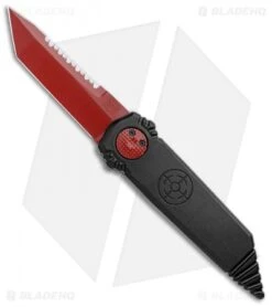 Paragon Dredd Lock Knife Black Aluminum (4" Red Tanto Serrated)