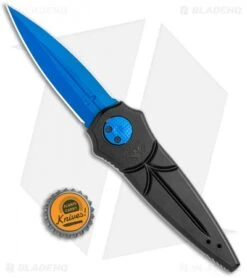 Paragon Warlock Folding Knife Black Aluminum (3.9" Blue) -Elite Folds Paragon Warlock Black Aluminum BHQ 122132 jr bottlecap