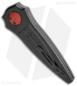 Paragon Warlock Folding Knife Black Aluminum Cross/Shield/Sword (3.9" Red) -Elite Folds Paragon Warlock Cross Black Red Shield Aluminum Red BHQ 116118 jr side