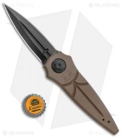 Paragon Warlock Folding Knife Brown Dark Earth Aluminum (3.9" Black) -Elite Folds Paragon Warlock Cross Knife Dark Earth Aluminum Black BHQ 34473 jr bottlecap