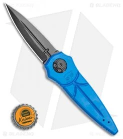 Paragon Warlock Folding Knife Mystic Blue Aluminum (3.9" Black) -Elite Folds Paragon Warlock Cross Knife Mystic Blue Aluminum 4in Black BHQ 114817 LS Bottlecap 2