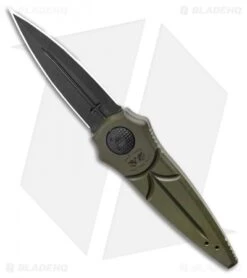 Paragon Warlock Folding Knife OD Green Aluminum Cross (3.9" Black)