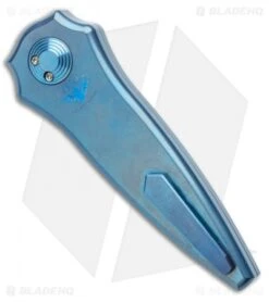 Paragon Warlock Folding Knife Smooth Blue Titanium (3.9" Gray/Satin) 5 Paragon Warlock Folding Knife Smooth Blue Titanium (3.9" Gray/Satin) -Elite Folds Paragon Warlock Folding Knife Blue Titanium 3.9 Satin BHQ 137107 LS Side