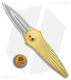 Paragon Warlock Metallic Gold Titanium Starburst (3.9" Gray/Stonewash) -Elite Folds Paragon Warlock Folding Knife Gold Ti Double Edge Gray SW BHQ 176253 jr bottlecap