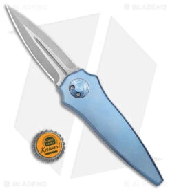 Paragon Warlock Metallic Blue Titanium Smooth (3.9" Gray/Stonewash) -Elite Folds Paragon Warlock Folding Knife Smooth Blue Ti Double Edge Gray SW BHQ 176254 jr bottlecap