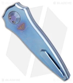 Paragon Warlock Metallic Blue Titanium Smooth (3.9" Gray/Stonewash) -Elite Folds Paragon Warlock Folding Knife Smooth Blue Ti Double Edge Gray SW BHQ 176254 jr side