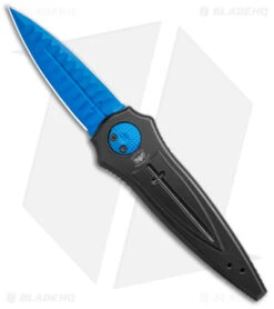 Paragon Warlock Knife Black Aluminum Cross/Shield/Sword (3.9" Blue Sorcerer)