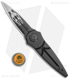 Paragon Warlock Folding Knife Black Aluminum (3.9" Black Flame Sorcerer) -Elite Folds Paragon Warlock Knife Black Aluminum Silver Flame BHQ 119643 jr bottlecap