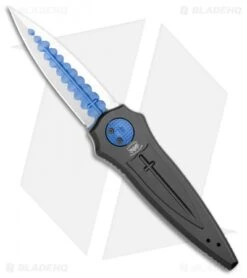 Paragon Warlock Knife Black Aluminum Cross/Shield/Sword(3.9"Blue/Satin Sorcerer)