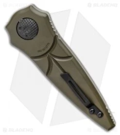 Paragon Warlock Folding Knife OD Green Aluminum (3.9" Satin Sorcerer) -Elite Folds Paragon Warlock Knife OD Green Aluminum 4 Satin Two Tone Sorcerer BHQ 96927 LS Side