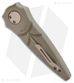 Paragon Warlock Folding Knife OD Green Aluminum (3.9" Brown Dark Earth) -Elite Folds Paragon Warlock OD Green Aluminum FDE BHQ 100317 jr side