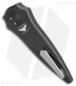 Paragon Warlock-X Folding Knife Star Burst Black Cerakote (3.9" Satin 1-Groove) -Elite Folds Paragon Warlock X Folding Knife Star Burst Black Cerakote Satin line BHQ 177722 jr side