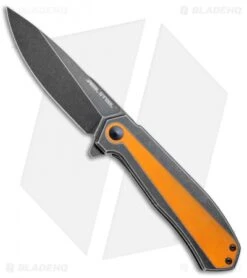 Real Steel Flying Shark Frame Lock Knife Orange G-10 (4" Black Stonewash) T109