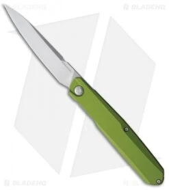 Real Steel G5 Metamorph Front Flipper Knife Green Aluminum (3.5" Satin) RS7836