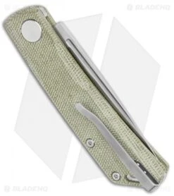 Real Steel LUNA Premium Slip Joint Knife Green Micarta (2.75" Satin S35VN) -Elite Folds Real Steel LUNA Premium Green Micarta RS7006 BHQ 111856 jr side