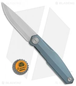Real Steel S3 Puukko Flipper Frame Lock Knife Blue Ti (3.5" Bead Blast) 9522 -Elite Folds Real Steel S3 Puukko Blue Ti BB BHQ 82814 er bottlecap