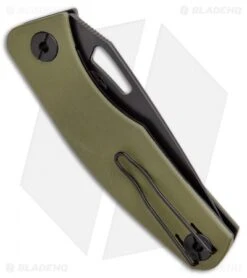 Real Steel Terra Liner Lock Knife Olive Green G-10 (3.5" Black) -Elite Folds Real Steel Terra LL Olive Green G 10 Black RS7452 BHQ 96435 ns side