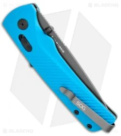 SOG Flash AT-XR Lock Assisted Opening Knife Civic Cyan (3.45" Dark Gray) -Elite Folds SOG Flash Mk3 ATXR Lock Civic Cyan Gray BHQ 105718 jr side
