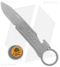 SOG Keytron Keychain Knife (1.9" Stonewash) KT1001-CP -Elite Folds SOG Keychain Clip Point Key Chain SW BHQ 80616 er bottlecap