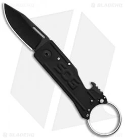 SOG Keytron Clip Point Folding Knife Key Chain Blackout (1.9" Black) KT1003-CP
