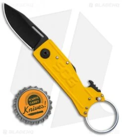 SOG Keytron Clip Point Folding Knife Key Chain Yellow (1.9" Black) KT1005-CP -Elite Folds SOG Keytron CP Key Chain Yellow Black KT1005 CP BHQ 104066 jr bottlecap