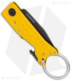 SOG Keytron Clip Point Folding Knife Key Chain Yellow (1.9" Black) KT1005-CP -Elite Folds SOG Keytron CP Key Chain Yellow Black KT1005 CP BHQ 104066 jr side