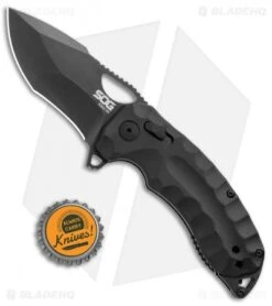 SOG Kiku XR Blackout XR-Lock Knife Black Micarta (3" Black) -Elite Folds SOG Kiku XR Blackout Black G 10 Black BHQ 99496 jr bottlecap