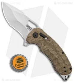 SOG KIKU XR XR-Lock Knife Natural Linen Micarta (3" Satin) -Elite Folds SOG Kiku XR Natural Linen Micarta Satin BHQ 99486 jr bottlecap
