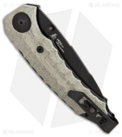 SOG Kiku Spring Assisted Knife Linen Micarta (3.5" Black) KU-3002 -Elite Folds SOG Kiku assisted linen micarta black KU 3002 BHQ 52249 er side