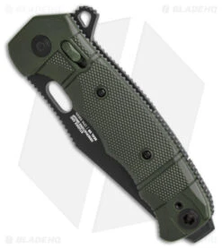 SOG Seal XR Flipper Knife OD Green FRN (3.9" Black S35VN) BHQ Exclusive -Elite Folds SOG Seal XR Lock Knife OD Green FRN 3in Black S35VN BHQ 131605 td spine jr td