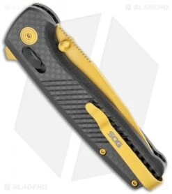 SOG Terminus XR LTE Knife Carbon Fiber (3" Gold) TM1033-BX -Elite Folds SOG Terminus XR LTE Lock CF Gold TM1033 BX BHQ 116852 jr side