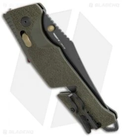 SOG Trident AT-XR Lock Knife OD Green Clip Point (3.7" Black) -Elite Folds SOG Trident AT XR Lock OD Green CP Black BHQ 105698 jr side