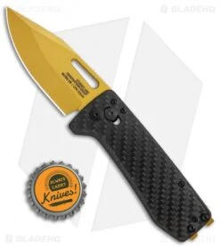 SOG Ultra XR Lock Knife Carbon Fiber (2.75" Gold) -Elite Folds SOG Ultra XR XR Lock CF Gold BHQ 105689 jr bottlecap